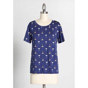 Modcloth Womens Plus Size 4X Instant Hit Relaxed Fit T-Shirt Martini Cocktail